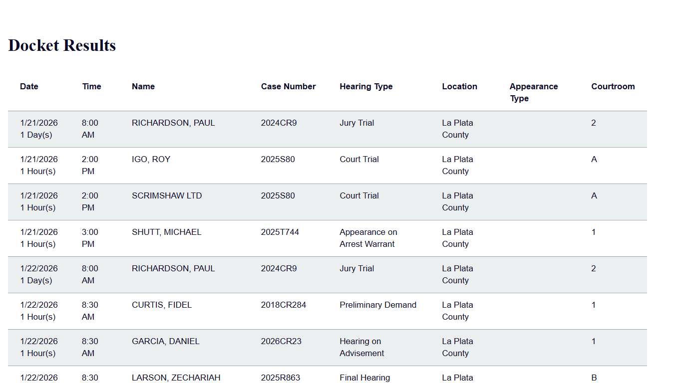 Docket Print Results | Colorado Judicial Branch